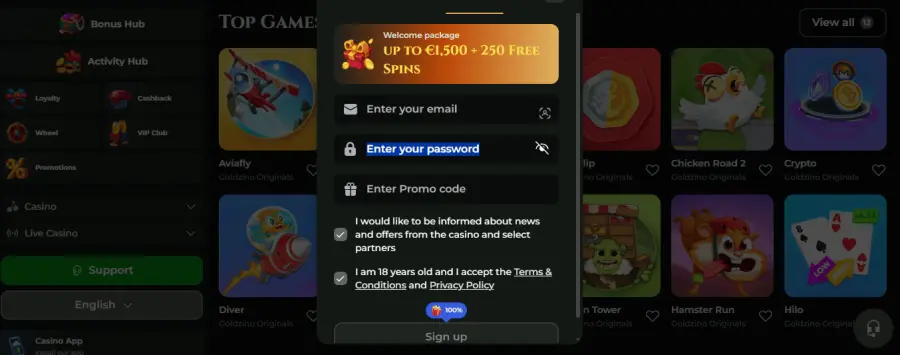 Goldzino casino bonus codes